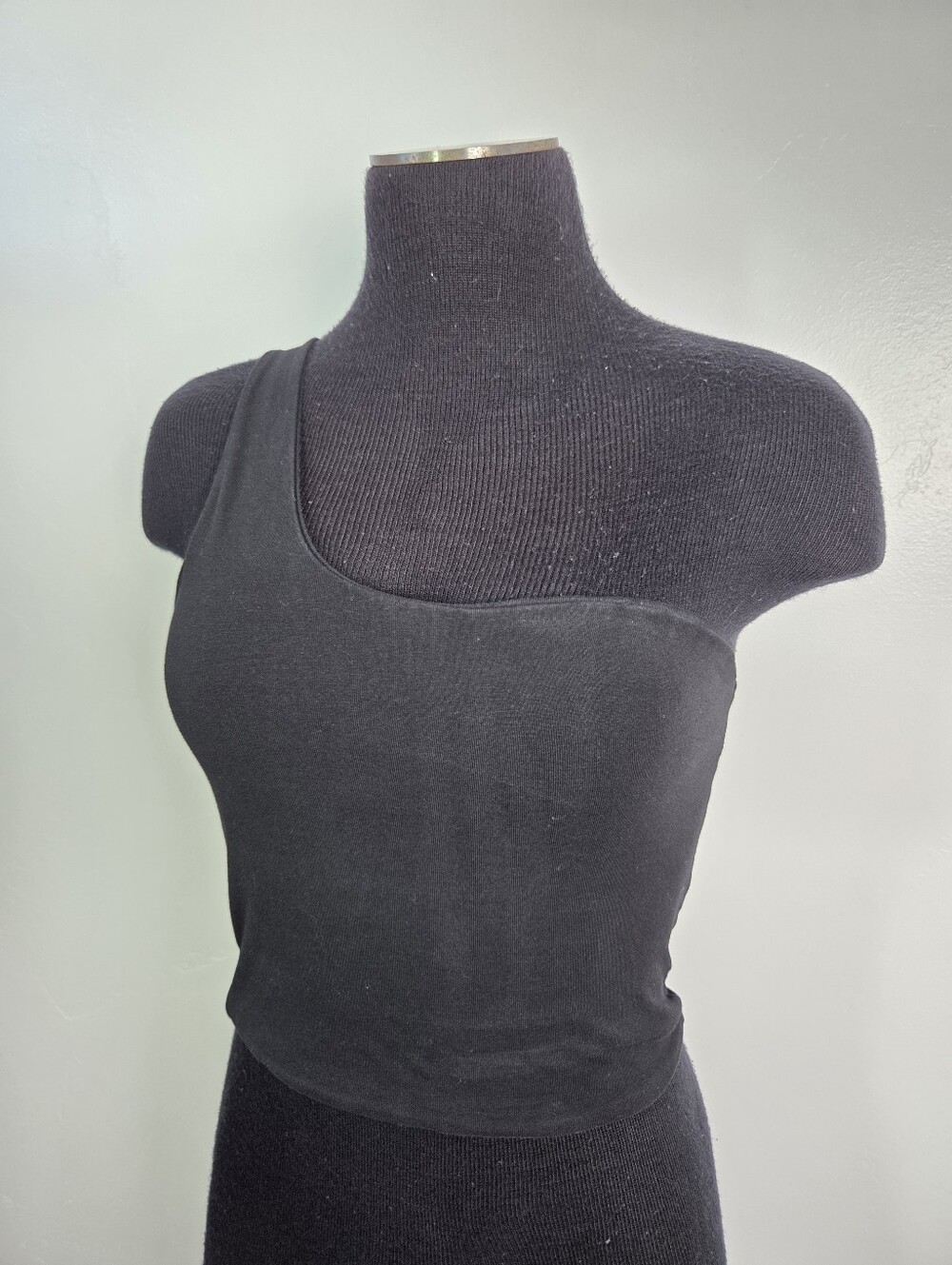 Cotton:On Black One Shoulder Crop Top Jersey Knit Date Night LBD Cotton Small